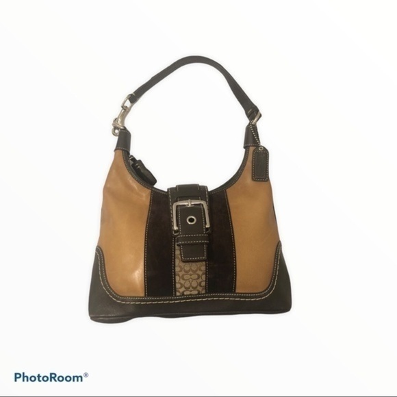Coach vintage y2k f11344 brown tan multi textured soho hamptons hobo bag - Picture 5 of 15